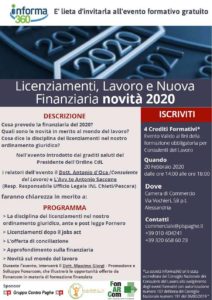 Licenziamenti, lavoro e nuova Finanziaria - Alessandria 20/02/2020