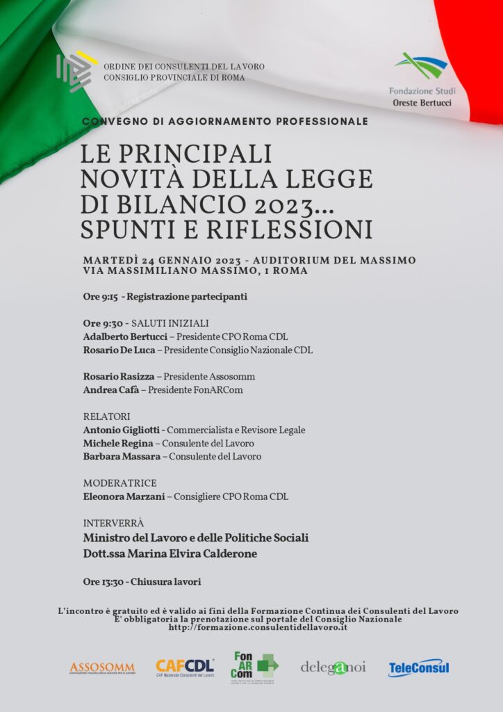 Legge di Bilancio evento roma gennaio 2023