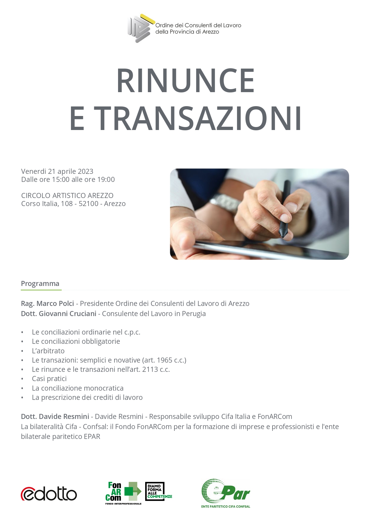 Rinunce e transazioni-arezzo-21.04.2023